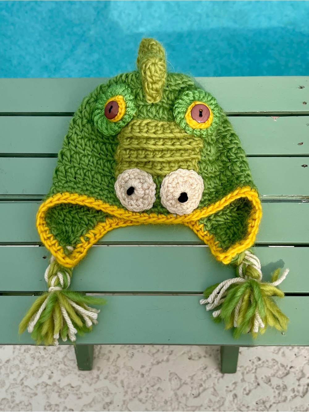 Handmade Green Crocheted Gator Earflap Hat for Baby – Newborn